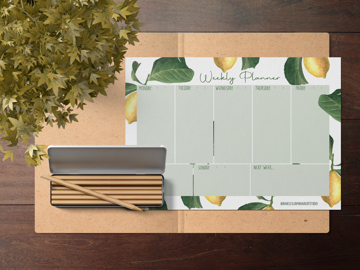 Weekly Planner Printable - Limes paint  in watercolor