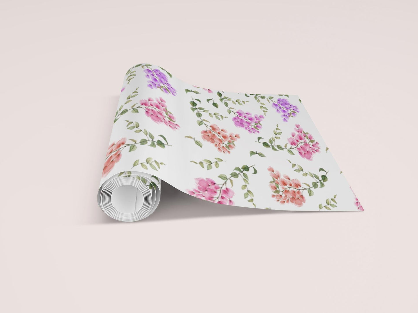 Watercolor Summer Flowers Bougainvillea, Flower Pattern Digital Download Seamless Scrapbook Paper Colorful