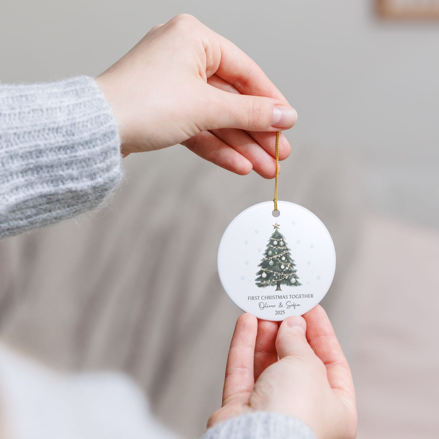 First Christmas Together Ceramic Ornament — Personalized Couple Tree Keepsake 2025