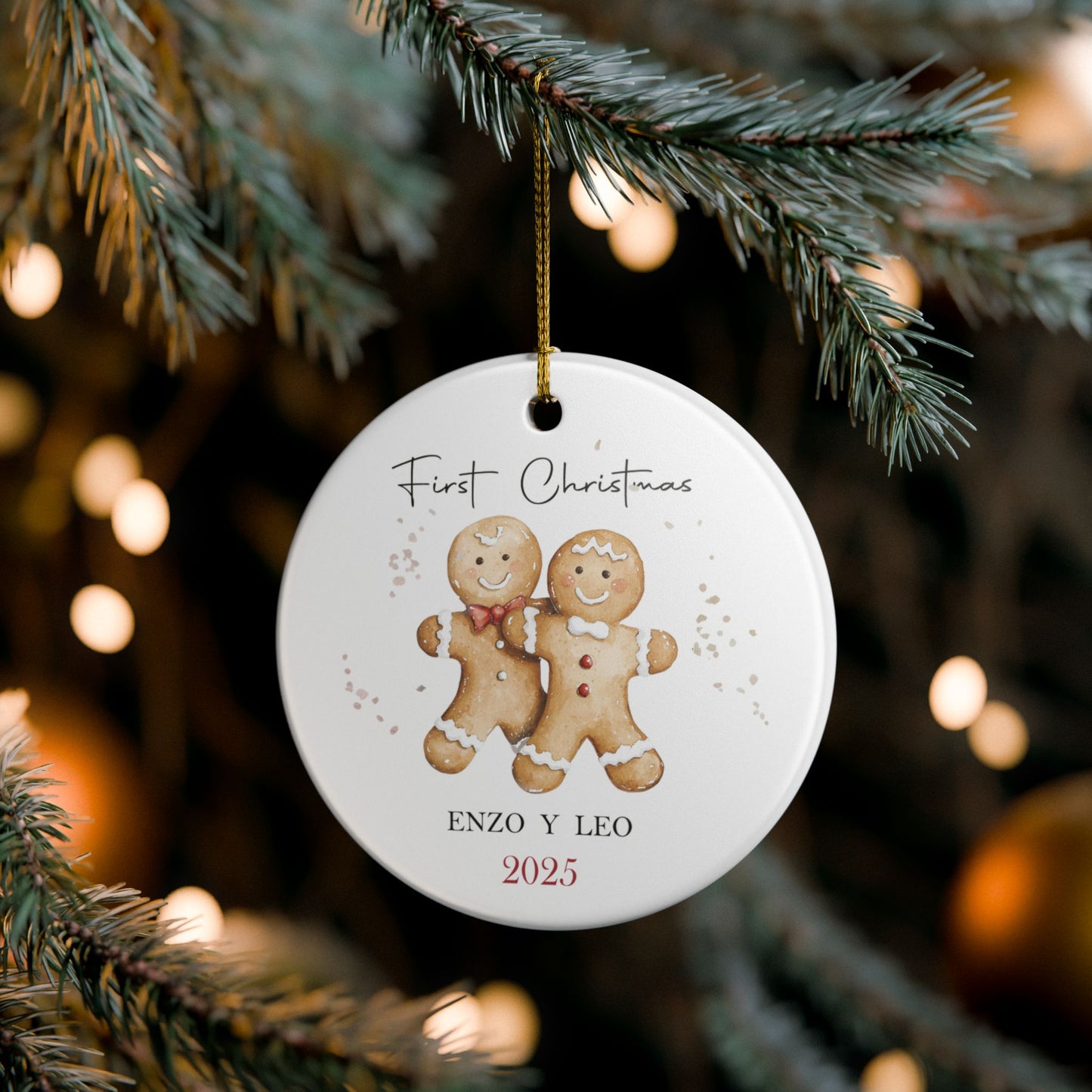 First Christmas Gingerbread Ornament — Personalized 2025 Ceramic Holiday Decoration
