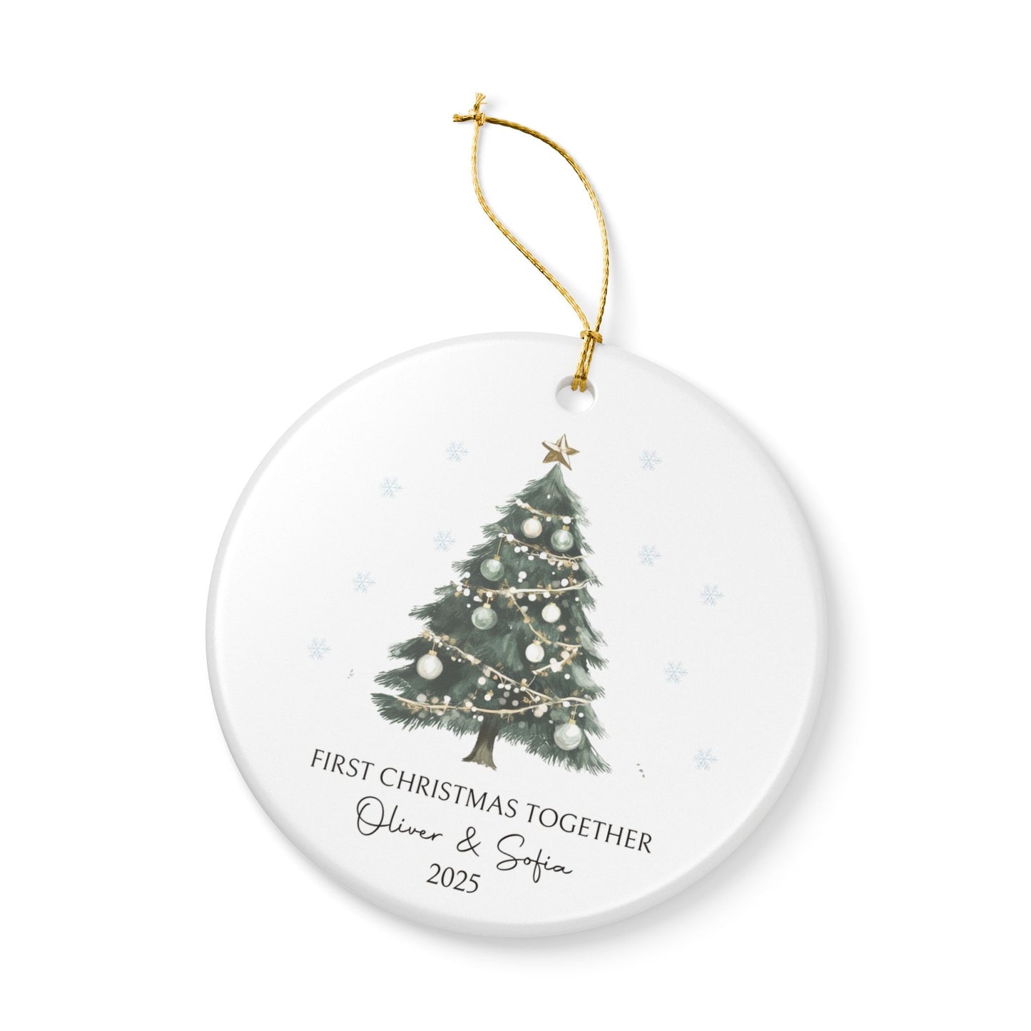 First Christmas Together Ceramic Ornament — Personalized Couple Tree Keepsake 2025