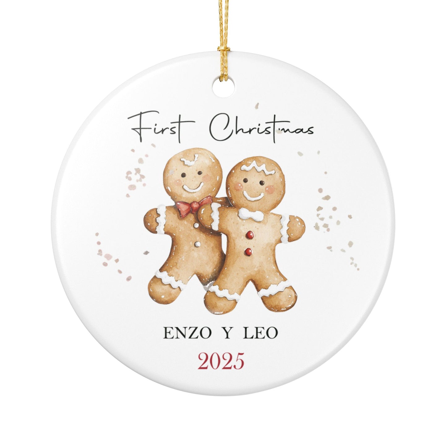 First Christmas Gingerbread Ornament — Personalized 2025 Ceramic Holiday Decoration