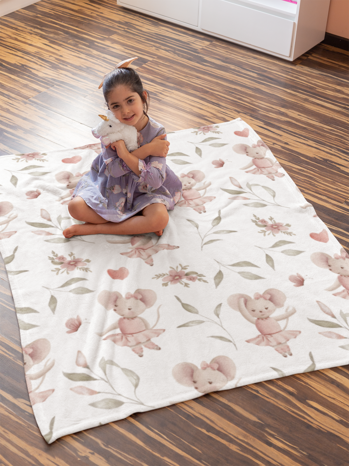 Hand-Painted Watercolor Ballerina Mouse Seamless Digital Papers
